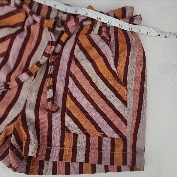 Anthropologie cotton stripe side pockets coastal summer shorts - Picture 5 of 8